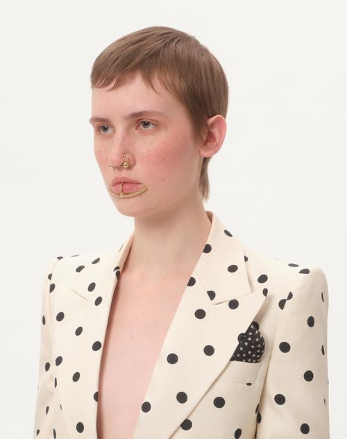 Valentino Garavani - Pañuelo De Bolsillo Chez Valentino De Seda - Negro/manteca - Mujer - Accesorios Suaves