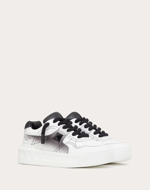 Valentino Garavani - One Stud Xl Nappa Leather Low-top Sneaker - White/ Black - Man - Sneakers