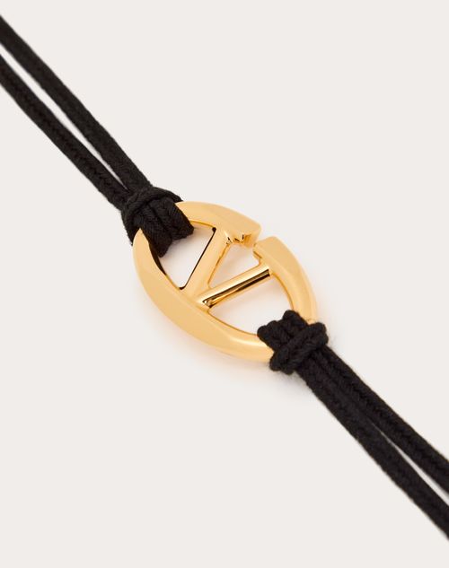 Valentino Garavani - The Bold Edition Vlogo Rope And Metal Bracelet - Black - Woman - Accessories