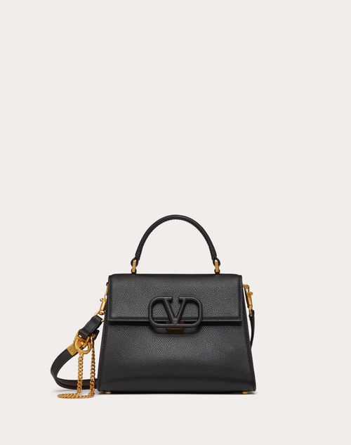 Valentino Garavani - Bolso De Mano Pequeño Vsling De Piel De Becerro Granulada - Negro - Mujer - Bolsos Con Asa Superior