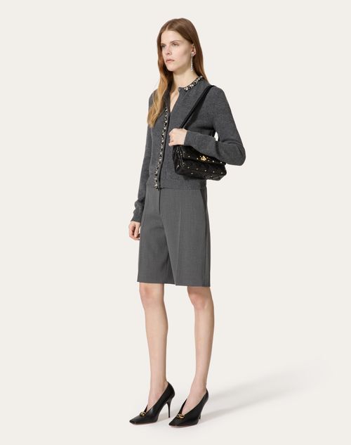 Valentino - Embroidered Wool Cardigan - Dark Grey - Woman - Knitwear