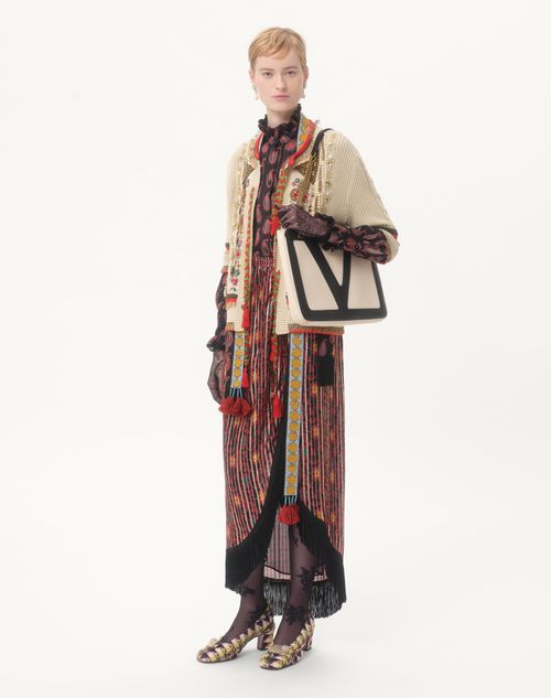 Valentino - Lamé Midi Skirt With Apres L'hiver Print - Multicolour - Woman - Skirts