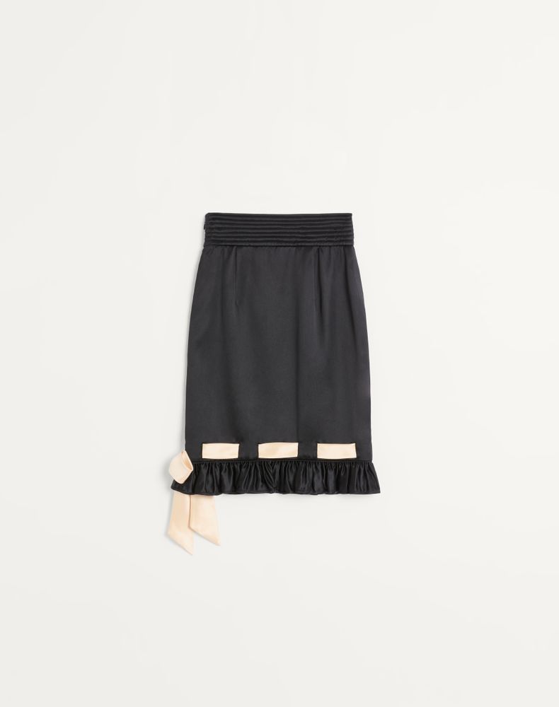 Valentino Double Satin Midi Skirt Woman Black/Birch 44