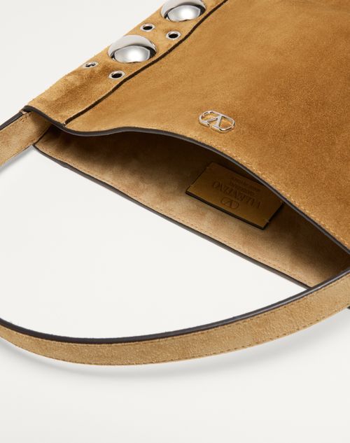 Valentino Garavani - Valentino Garavani Nellcôte Suede Shoulder Bag With Fringes - Beige - Woman - Shoulder Bags