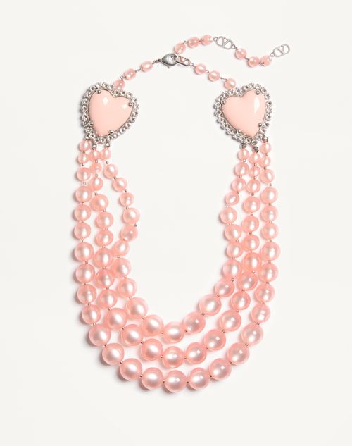 Valentino Garavani - Coeur Hyperbole Necklace In Metal, Resin And Crystals - Pink - Woman - Fashion Jewelry