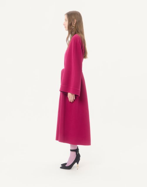 Valentino - Soft Drap Coat - Raspberry - Woman - Coats And Outerwear