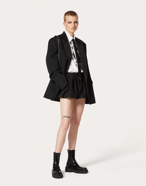 Crepe Couture Mini Skirt for Woman in Black