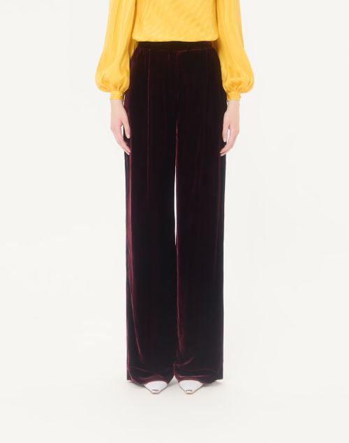 Valentino - Sablé Velvet Trousers - Maroon - Woman - Trousers And Shorts