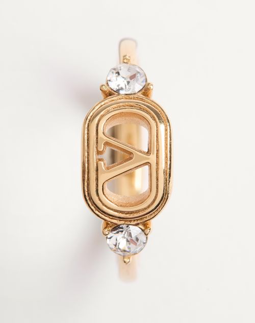 Valentino Garavani - Ovalette Ring In Metal And Swarovski® Crystals - Gold/crystal - Woman - Jewellery