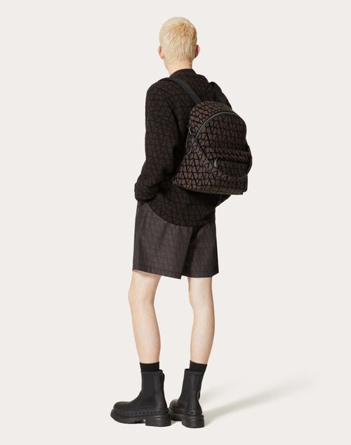Valentino Garavani - Toile Iconographe Backpack With Leather Detailing - Fondantblack - Man - Shelf - M Bags - Toile Iconographe