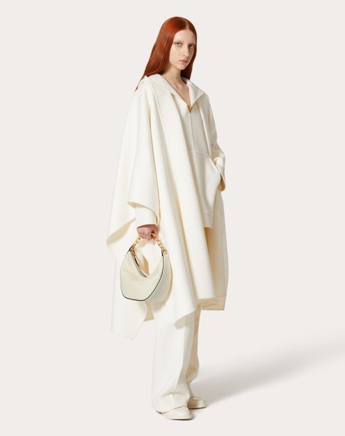 Valentino Garavani - Small Vlogo Moon Hobo Bag In Grainy Calfskin With Chain - Ivory - Woman - Shoulder Bags