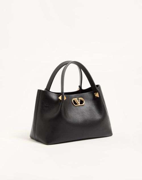 Valentino Garavani - Valentino Garavani Small Soft Leather Shopping Bag - Black - Woman - Totes
