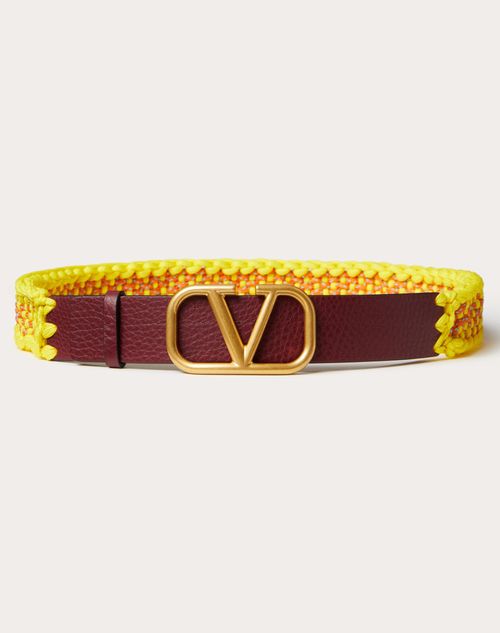 Valentino Garavani - Vlogo Signature Fabric Belt 30mm - Cherry/multicolor - Man - Belts