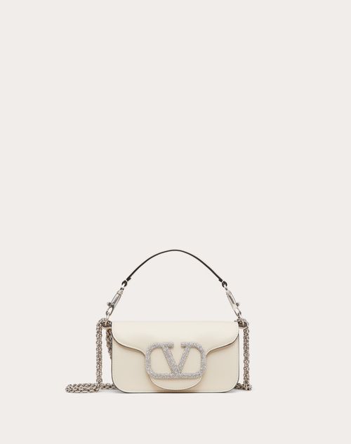 Valentino Garavani - Petit Sac Porté Épaule Valentino Garavani Locò Avec Logo Bijou - Light Ivory - Femme - Sacs Porté Épaule