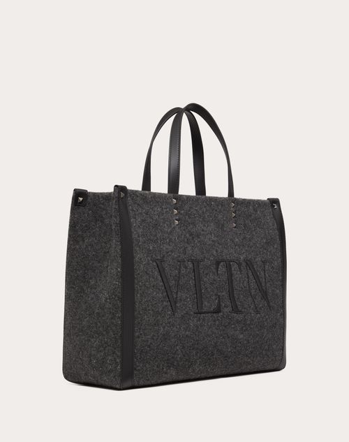 Valentino Garavani - Vltn Medium Felt Shopper - Anthracite/black - Man - Bags