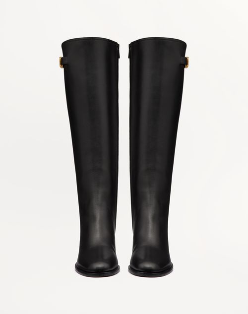 Vlogo Signature Calfskin Boot 70mm for Woman in Black Vlogo Signature Calfskin Boot 70mm for Woman in Black