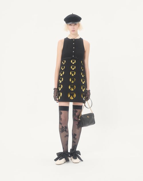 Valentino - Embroidered Crepe Couture Short Dress - Black/yellow - Woman - Ready To Wear