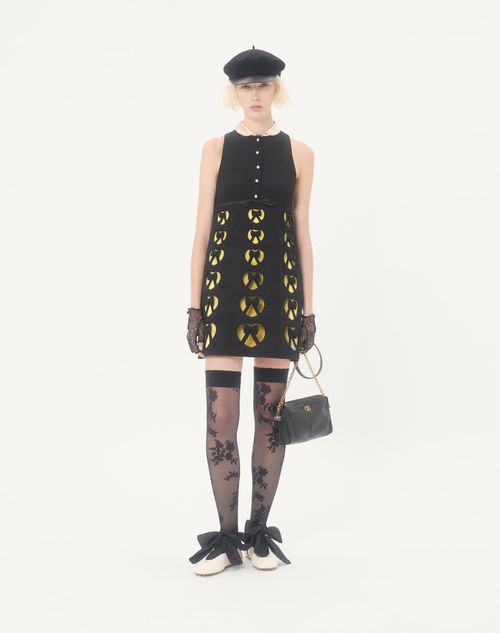 Valentino - Embroidered Crepe Couture Short Dress - Black/yellow - Woman - Dresses