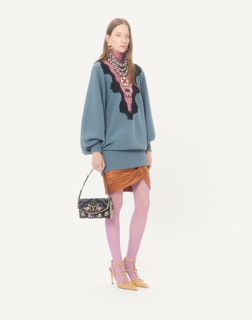 Valentino Garavani - Bolso De Hombro Pequeño Bordado Valentino Garavani Devain - Negro/varios Colores - Mujer - Bolsos De Hombro