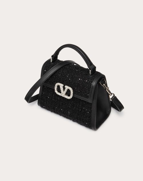 Mini Sac Main Vsling En Tweed pour Femme en Noir cristal