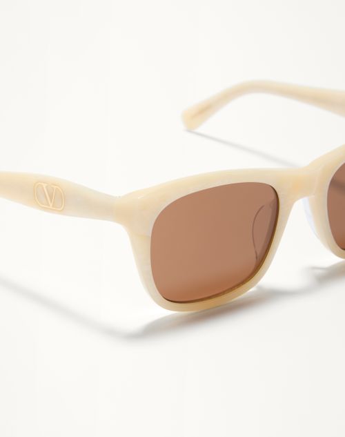 Valentino - レクタンギュラー アセテート アイウェア - アイボリー/ブラウン - ユニセックス - アイウェア