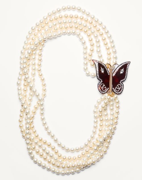 Valentino Garavani - Bellailes Necklace In Metal, Resin, Pearls And Crystals - Tartaruga/cream - Woman - Jewellery