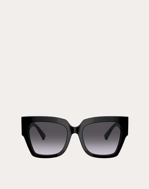 Valentino - Squared Acetate Frame Roman Stud - Black/gray - Woman - Eyewear
