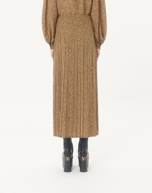 Valentino - Crepe De Chine Skirt With Fauve Eclat Micromacula Print - Animal Print - Woman - Skirts