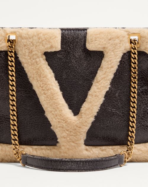 Valentino Garavani - Valentino Garavani Viva Superstar Small Sheepskin Shopping Bag - Brown/beige - Woman - Totes