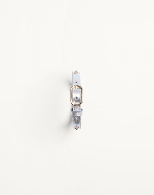 Valentino Garavani - Valentino Rockstud Laminated Leather Bracelet - Silver - Woman - Jewelry