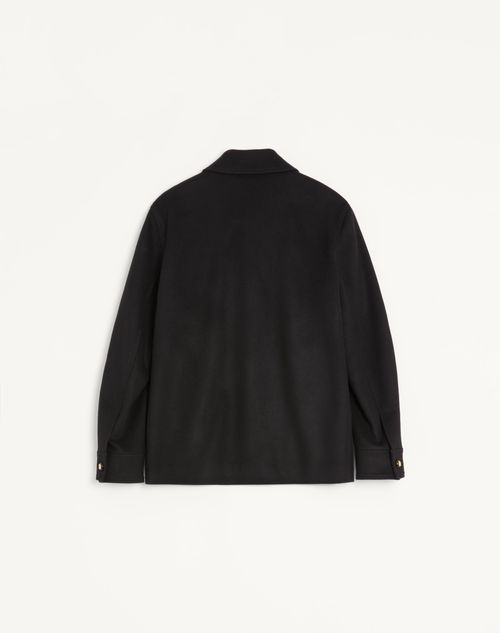 Valentino - Veste Valentino En Laine Et Cachemire Avec Écusson Valentino Brodé - Noir - Homme - Blousons Et Doudounes