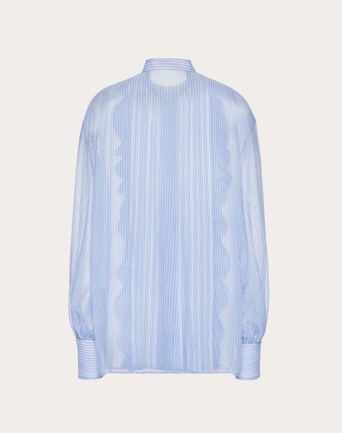 Valentino - Chemise En Mousseline Classic Stripes - Bleu D'azur - Femme - Chemises Et Tops