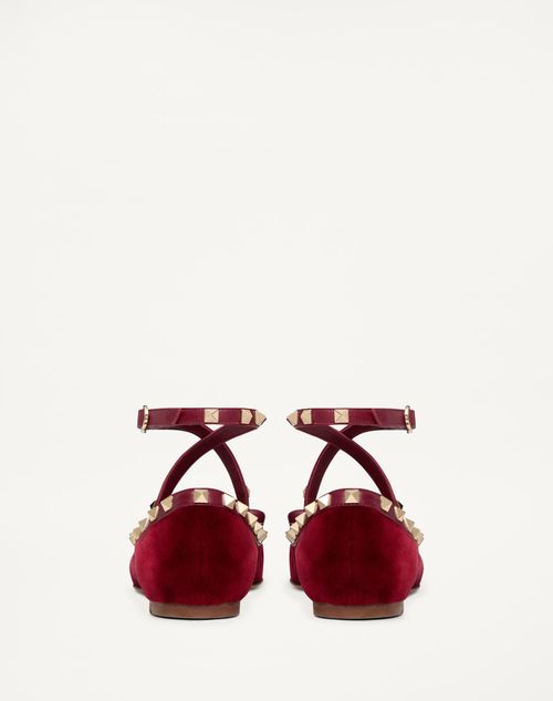 Rockstud Velvet Ballerina for Woman in Black | Valentino US Rockstud Velvet Ballerina for Woman in Black | Valentino US