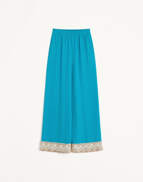 Valentino - Embroidered Cady Couture Pants - Peacock/gold/silver - Woman - Pants And Shorts