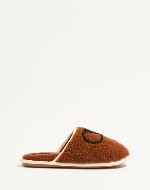 Valentino Garavani - Ta Chambre Wool Slide - Tobacco - Man - Shoes