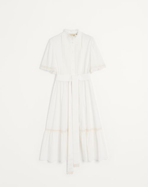 Valentino - Midi Dress In Cotton Muslin - Ivory - Woman - Dresses