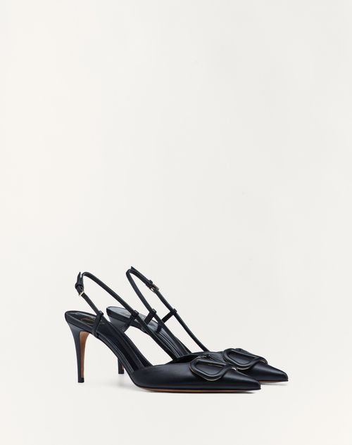 Valentino Garavani - Vlogo Signature Calfskin Slingback Pump 80 Mm / 3.15 In. - Black - Woman - Shoes