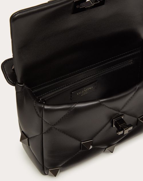 Valentino Silver Quilted Leather Medium Rockstud Spike Shoulder Bag  Valentino