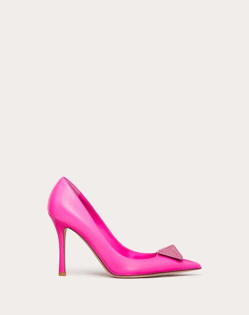 Valentino Garavani - Zapato One Stud De Cuero Napa Con Tacón De 100 mm Y Cristales - Pink Pp - Mujer - Rebajas Para Mujer