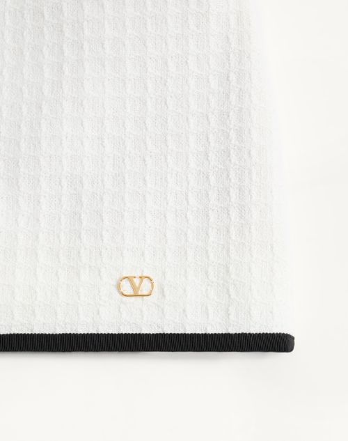 Valentino - Mini Skirt In Cotton Tweed Canestrello - Latte/black - Woman - Skirts