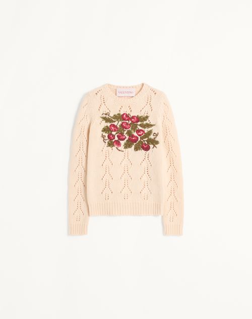 Valentino - Embroidered Sweater - Birch/multicolour - Woman - Knitwear