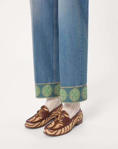 Valentino Garavani - Vlogo Signature Pony-effect Calfskin Loafer 20mm - Beige/bark Brown - Woman - Loafers & Oxford