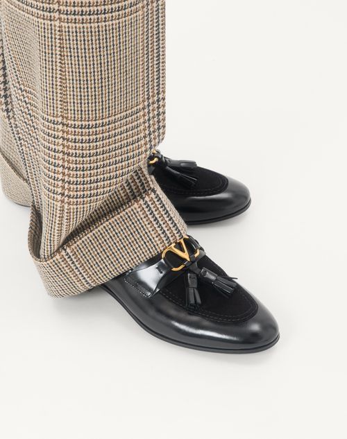 Valentino Garavani - Vaniteux Calfskin And Split Leather Loafer - Black - Man - Shoes