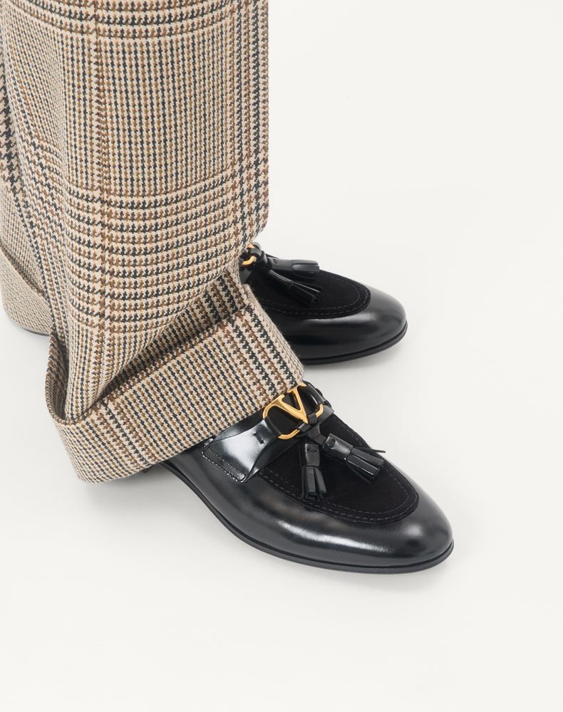 Valentino Garavani Vaniteux Calfskin And Split Leather Loafer Man Black 42.5