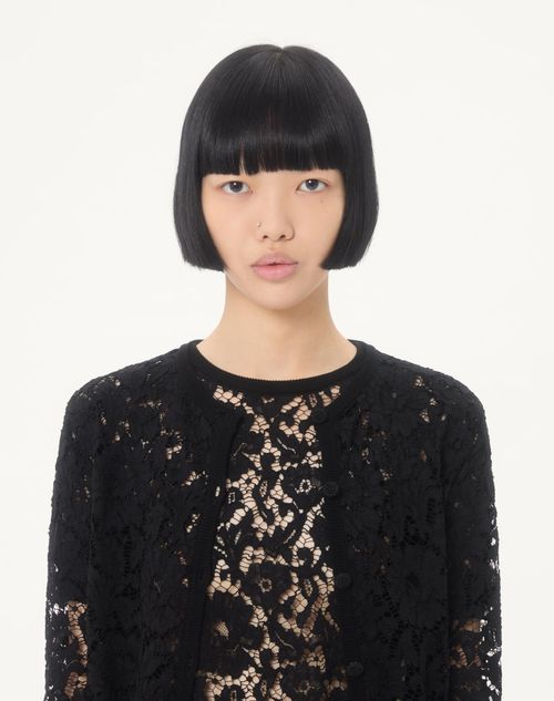 Valentino - Lace And Cotton Cardigan - Black - Woman - Knitwear