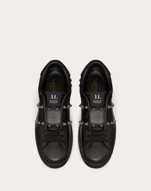 Rockstud Untitled Noir Calfskin Leather Sneaker for Woman in Black |  Valentino ME