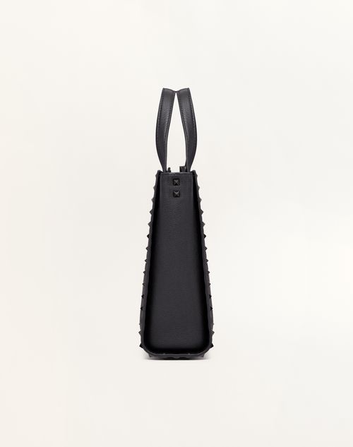 Valentino Garavani - ロックスタッズ グレインカーフスキン スモール トート - ブラック - メンズ - トート