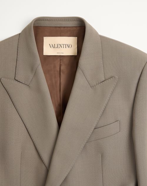 Valentino - Valentino Double-breasted Lightweight Wool Coat With Knot Detail - Taupe - Man - Coats And Blazers
