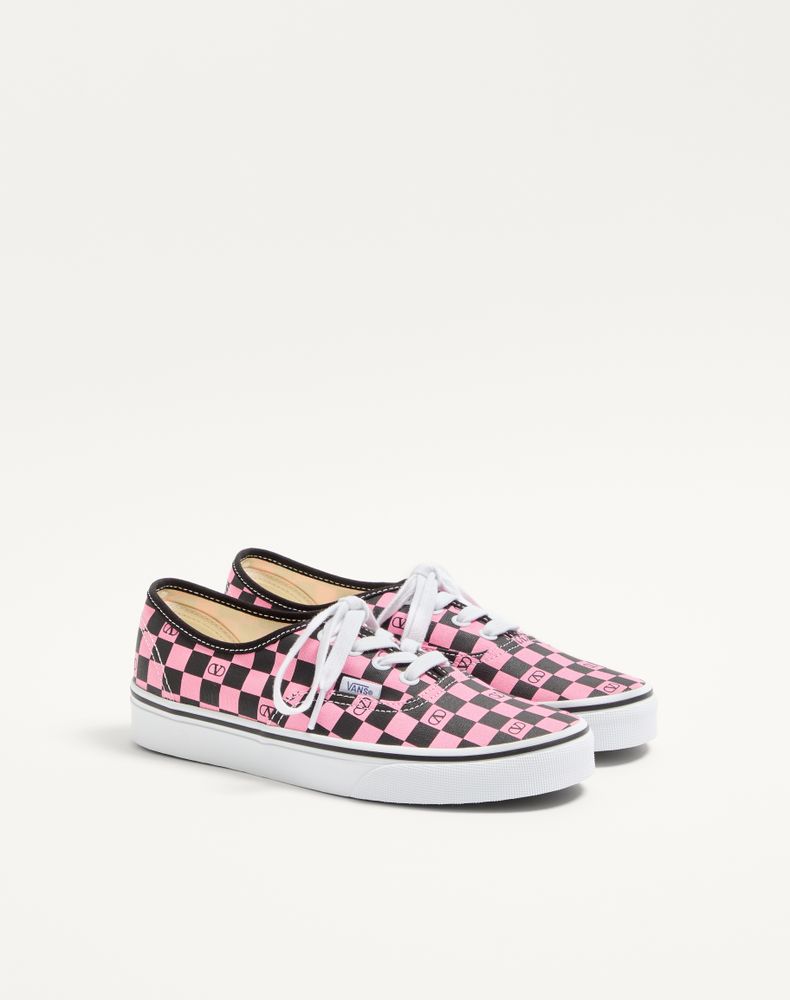 Valentino Garavani And Vans Low-Top Trainer In Fabric With Vlogo Checkerboard Print Woman Pink Orchid/Black 36.5