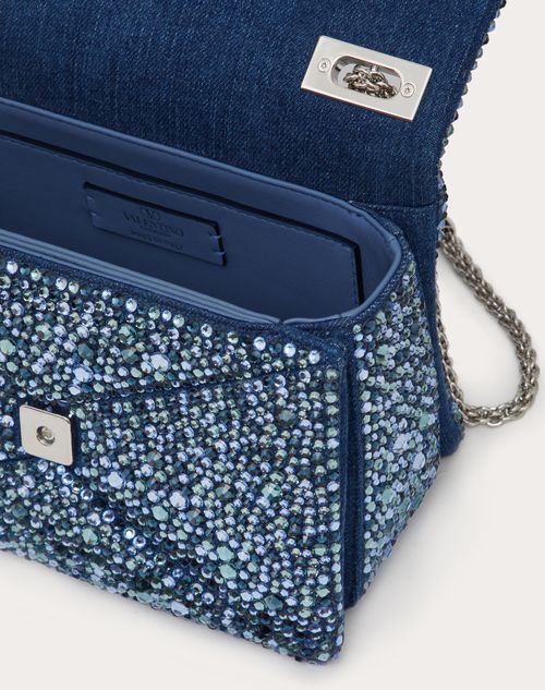 Valentino Garavani - Denim Blue Leather Rockstud Small Shoulder Bag